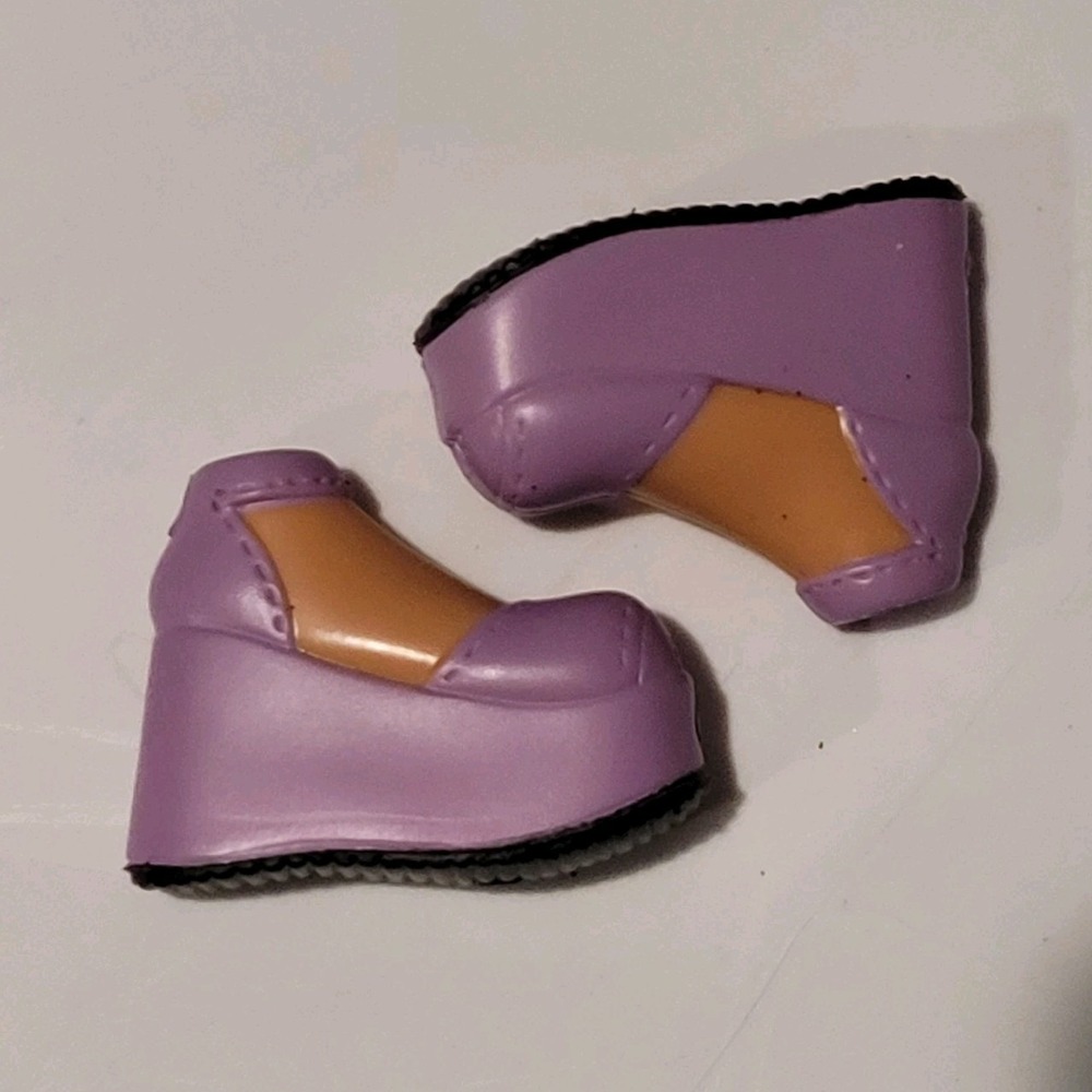 Vintage Bratz Doll Purple Wedge Shoes Platform Heels Lilac Footless Snap On